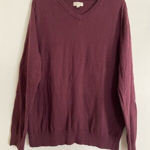 Mens Sonoma Plum V-Neck Sweater, Large